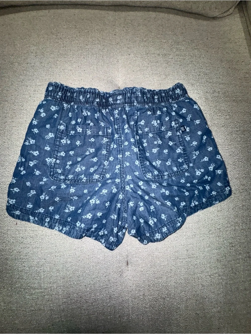 Women's Navy Floral Elastic Waist Shorts